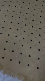 Lawn Block Print Hijab | Shinny Polka Dots | Beige