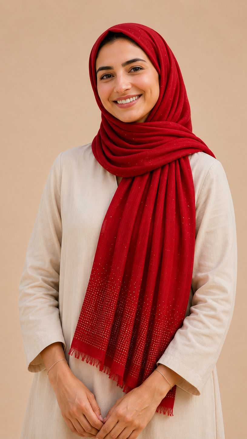 Lawn Stone Drop Hijab | Brick Red