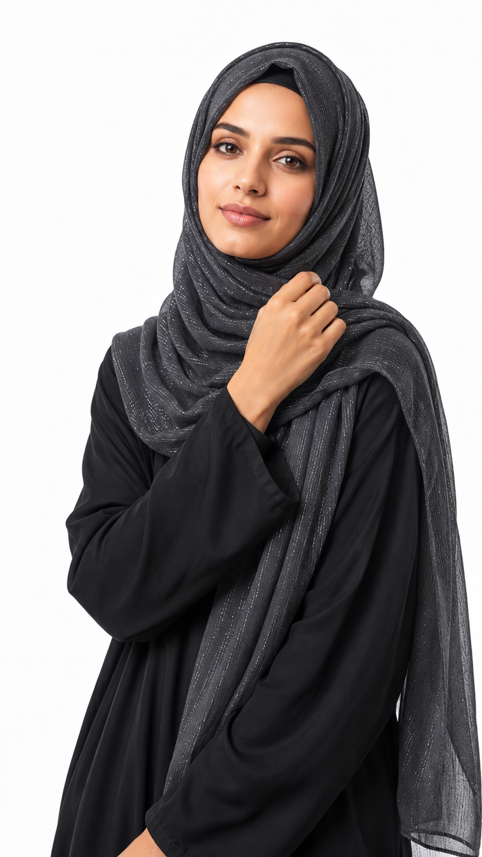 Lawn Zari Hijabs | Charcoal Grey
