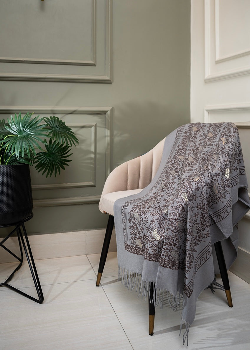 Classic Kashmiri Wrap | Misty Grey