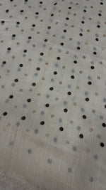 Lawn Block Print Hijab | Shinny Polka Dots | White
