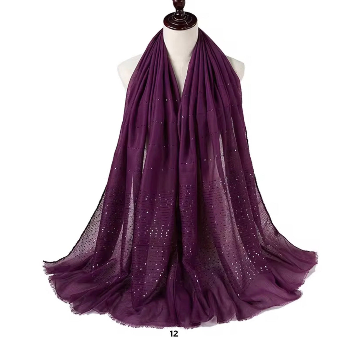 Lawn Sequins Border Hijab | Plum