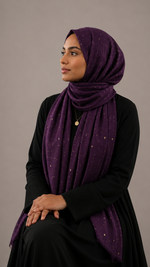 Lawn Foil Spread Hijab | Purple