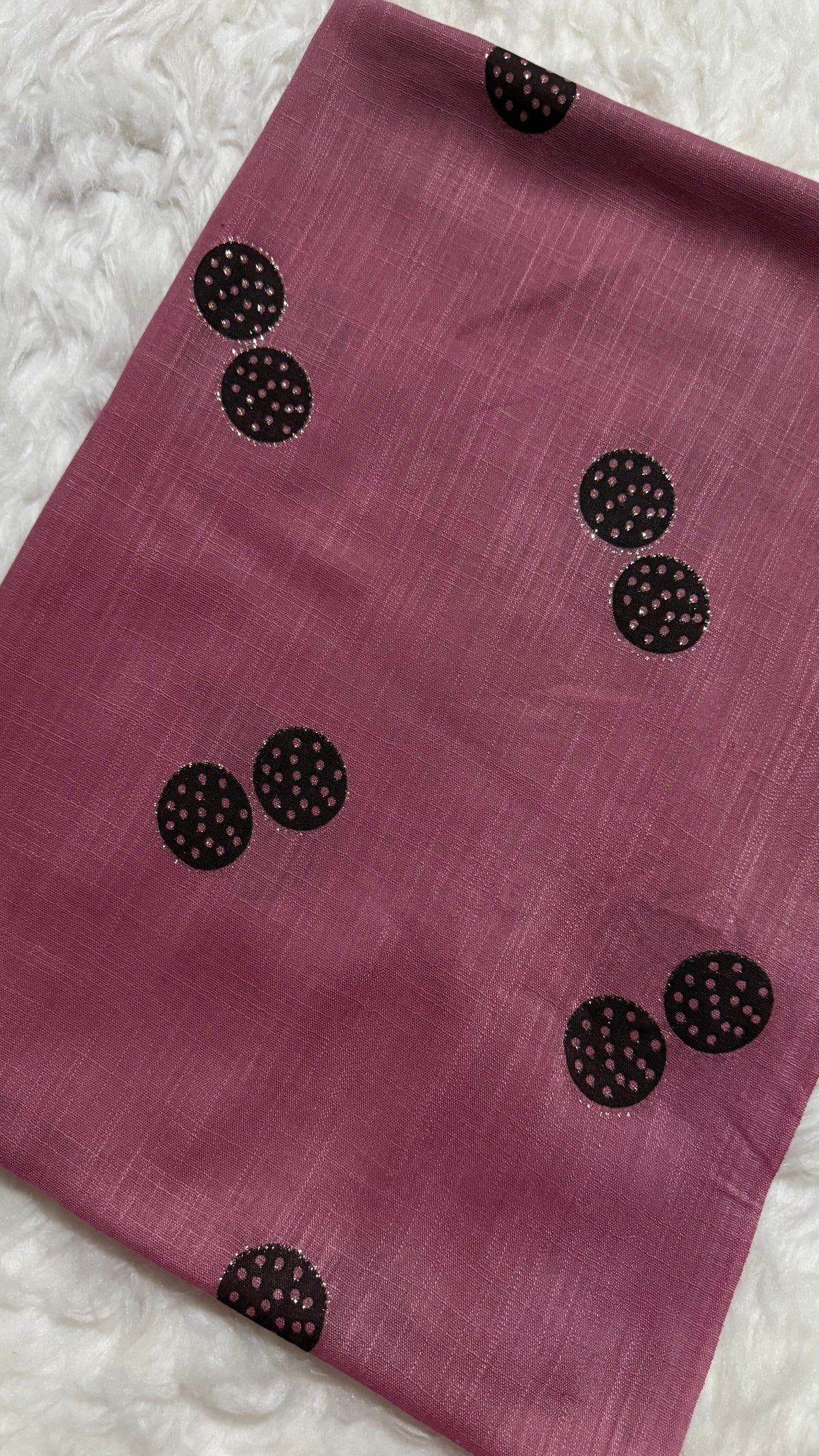 Lawn Block Print Hijab | Shinny Circles | Muted Pink