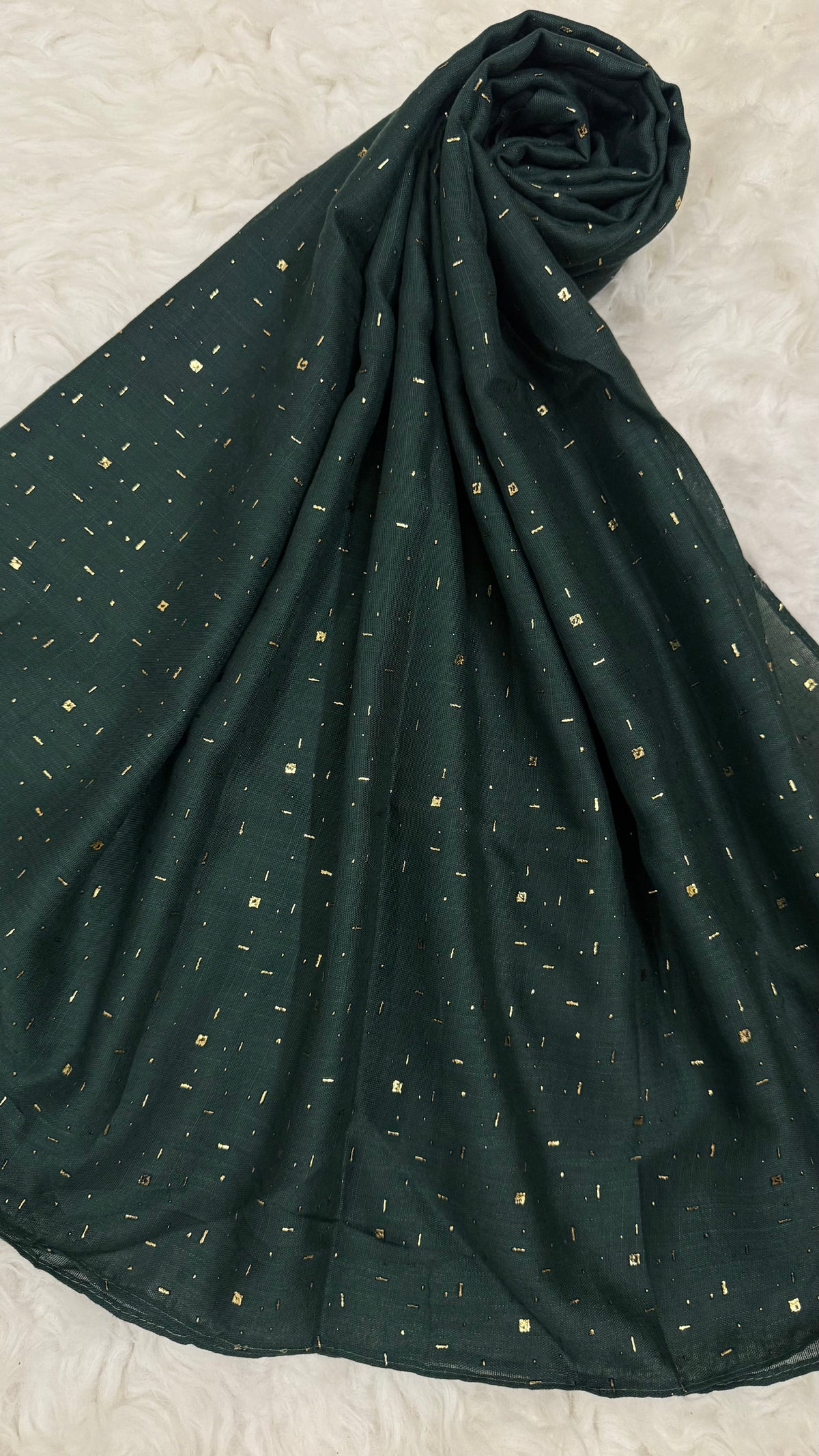 Lawn Foil Spread Hijab | Dark Green