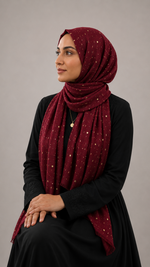 Lawn Foil Spread Hijab | Maroon