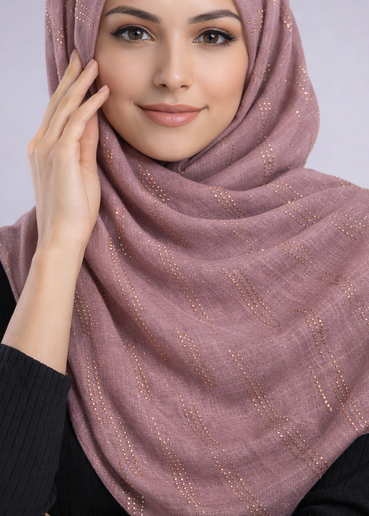 Lawn Zari Noor Hijab | Blush Mauve