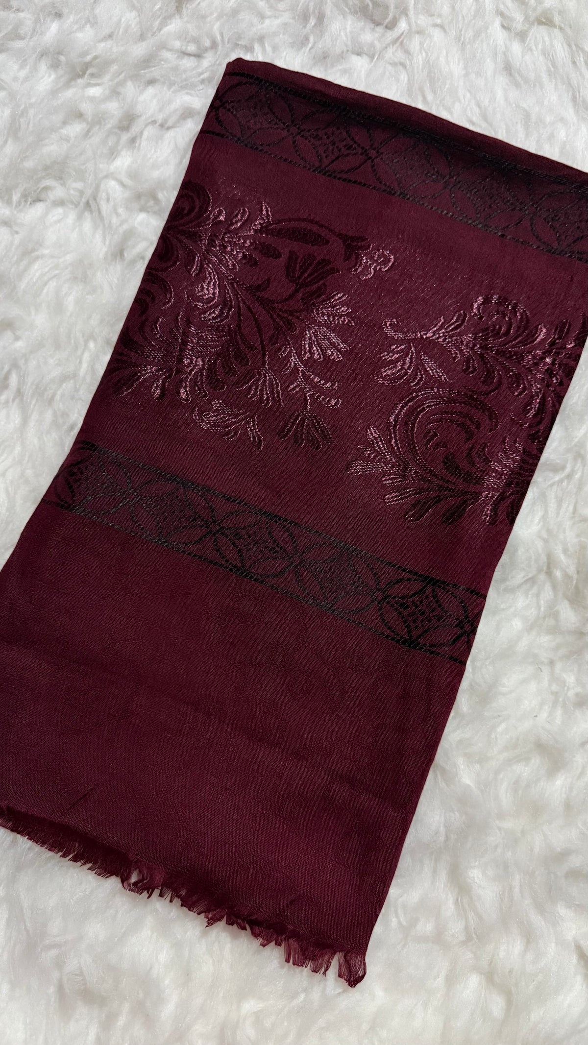 Lawn Jacquard Border | Maroon