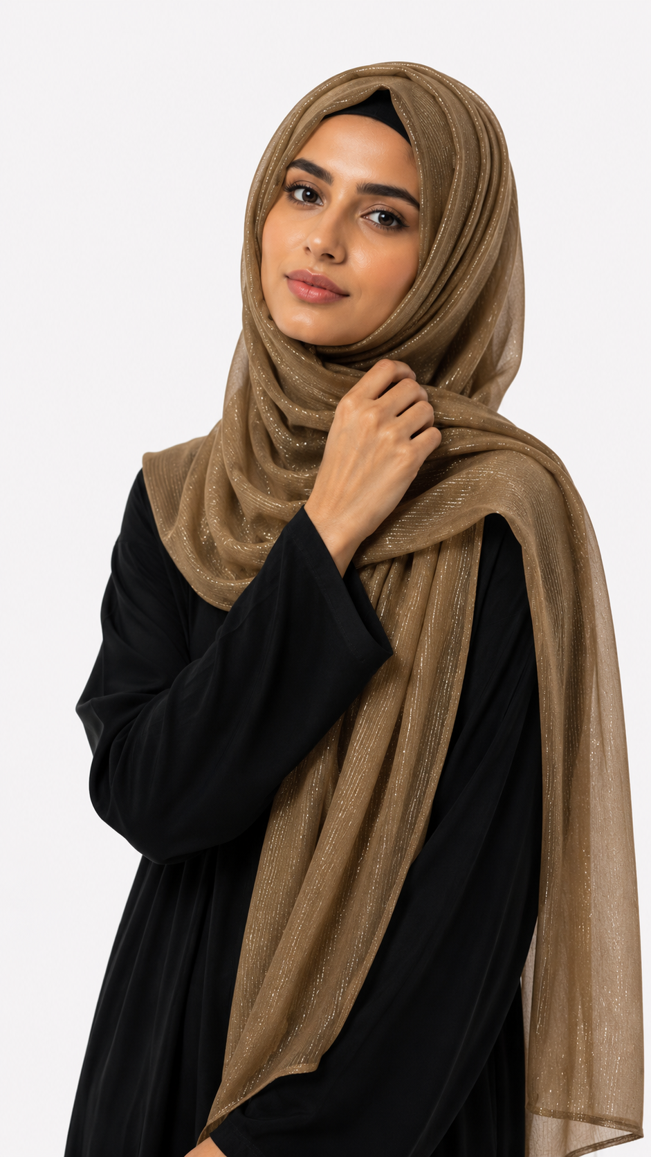 Lawn Zari Hijabs | Dull Gold