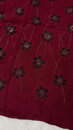 Threaded Lawn Floral Hijab | Floral | Maroon