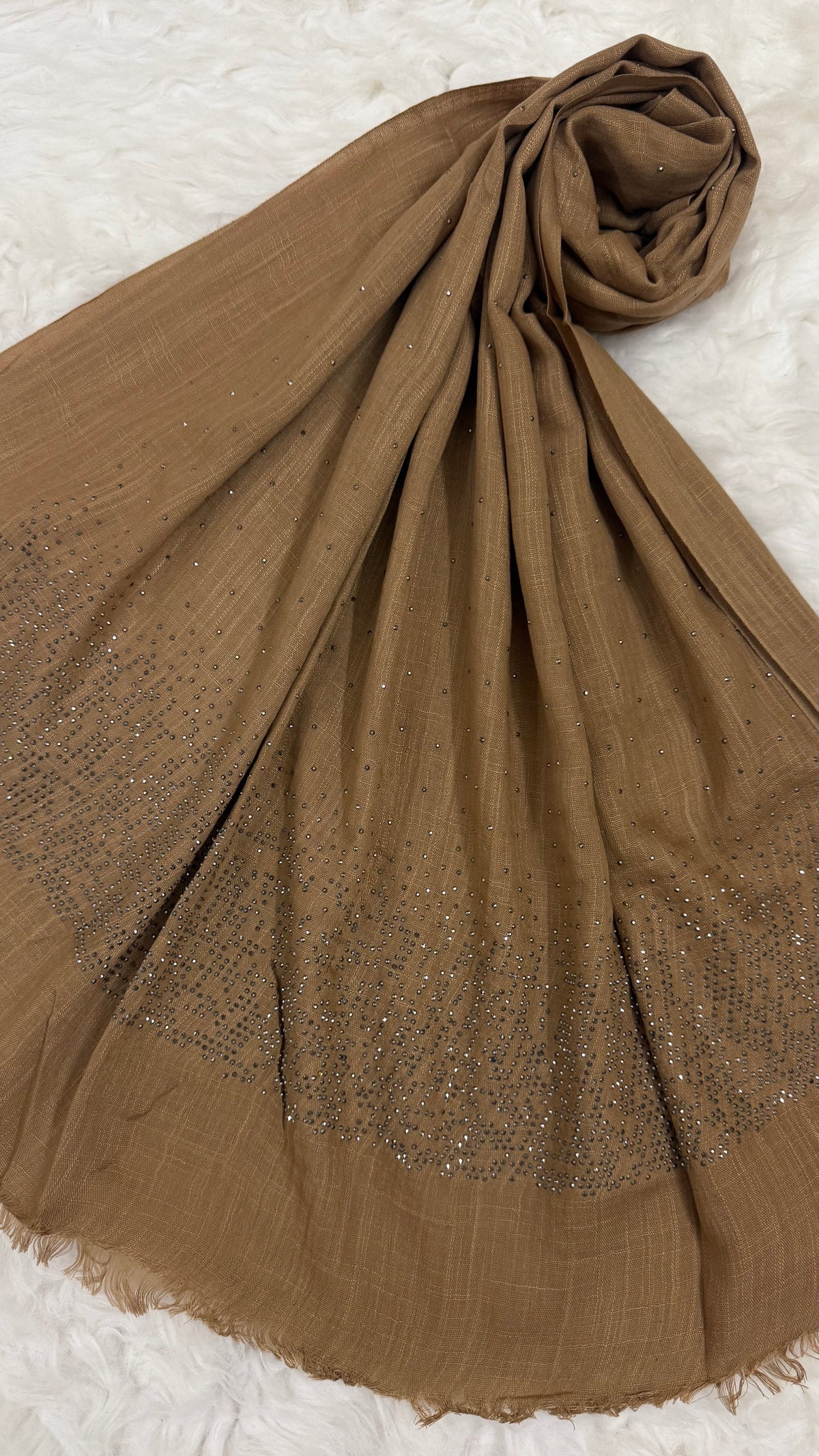Lawn Stone Drop Hijab | Caramel Brown