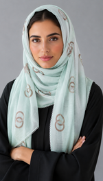 Lawn Ringset Embroidered Hijabs (XL) | Mint Green