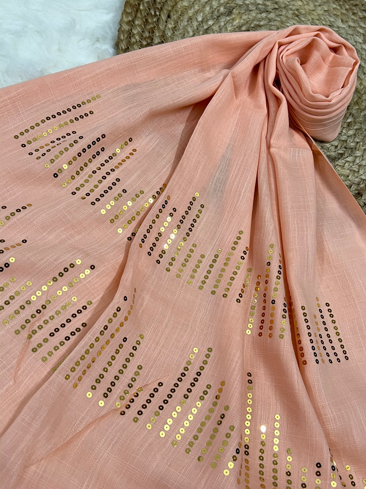 Radiant Sequins Stripes- Peach
