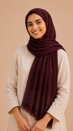 Lawn Stone Drop Hijab | Antique Maroon