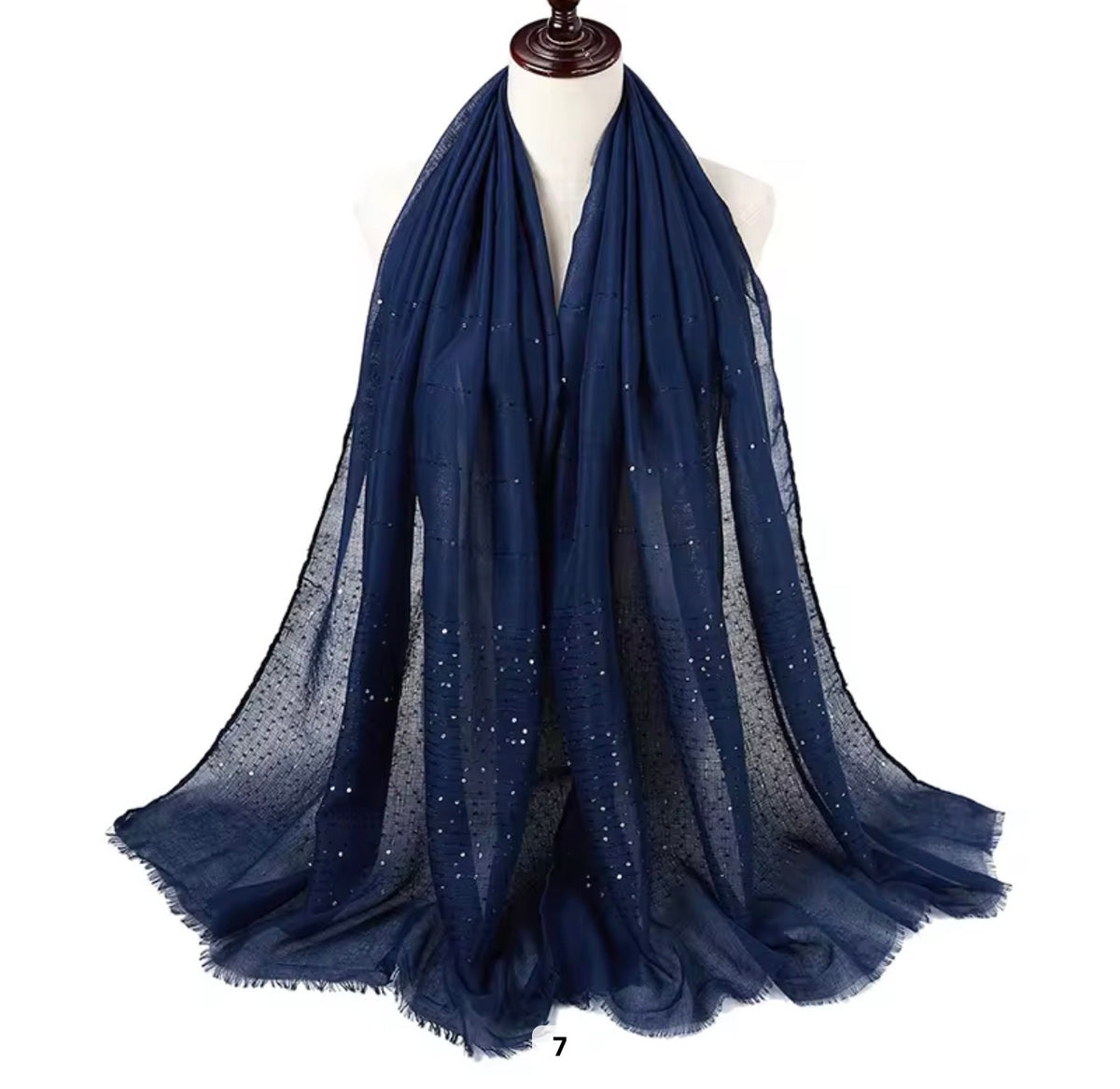 Lawn Sequins Border Hijab | Dark Blue