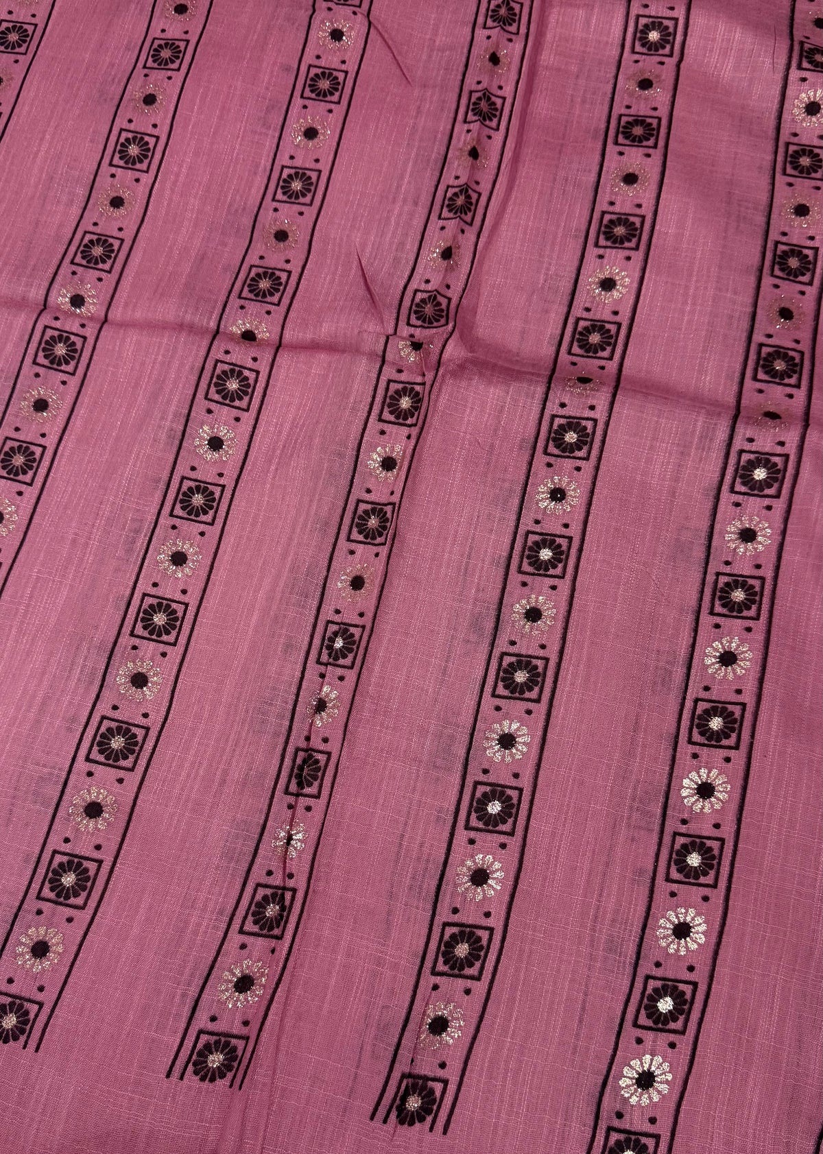 Lawn Block Print Hijab | Stripes | Muted Pink