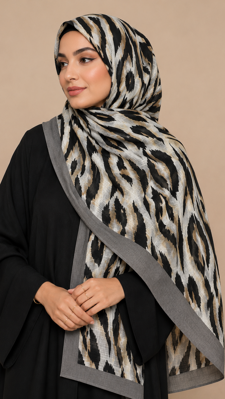 Safari Smoky Grey | Lawn Printed Hijab