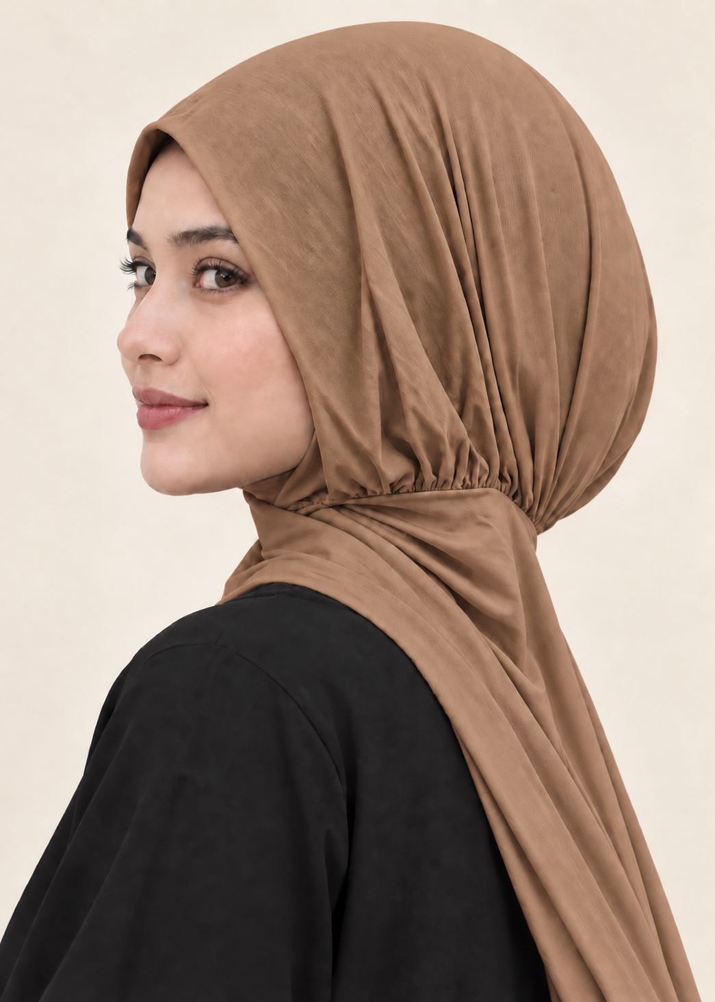 Button Up Bamboo Jersey Hijab | Caramel Mustard