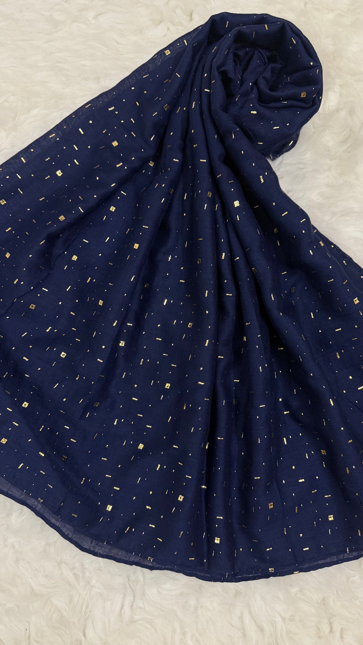 Lawn Foil Spread Hijab | Dark Blue