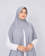 Instant Pre-Sewn Jersey Hijab | Silver Grey