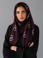 Lawn Ringset Embroidered Hijabs (XL) | Plum