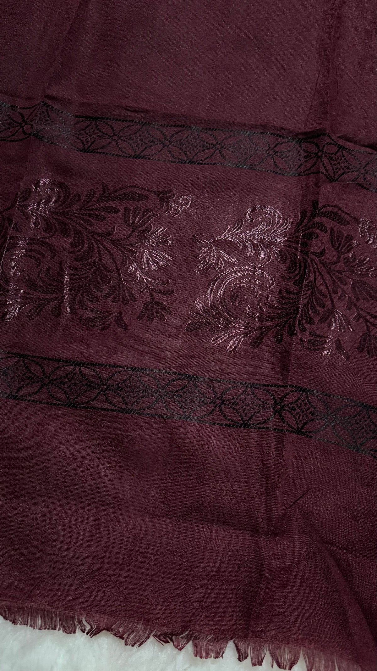 Lawn Jacquard Border | Maroon