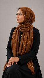 Lawn Foil Spread Hijab | Rust