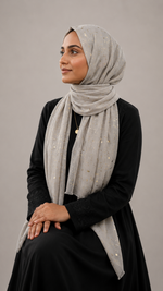Lawn Foil Spread Hijab | Nude