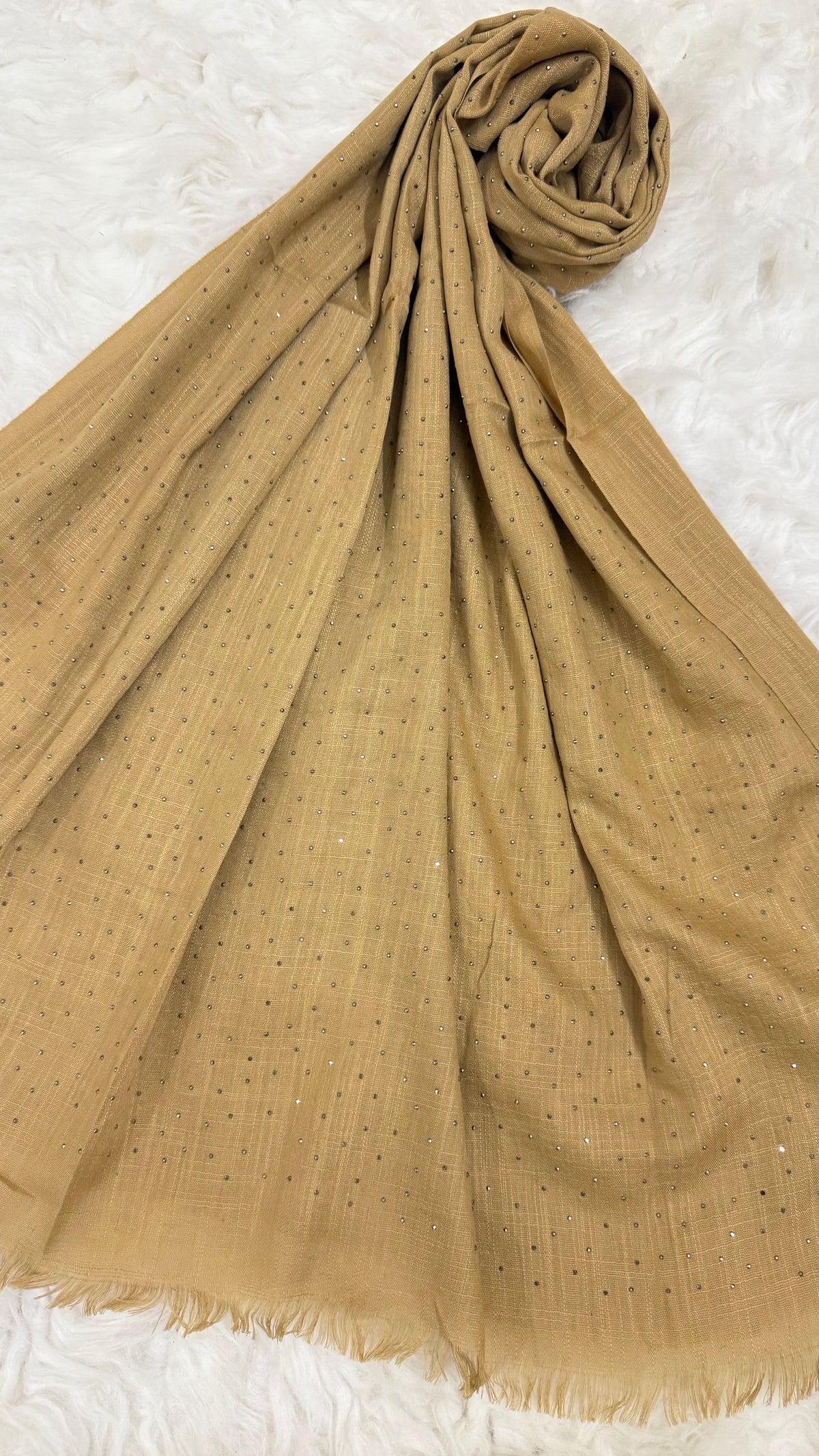 Lawn Dotted Stones Hijab | Caramel