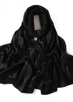 Crushed Velvet Silk Hijabs | Midnight Black