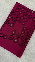 Lawn Block Print Hijab | Floral | Berry Fuchsia