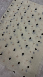 Lawn Block Print Hijab | Shinny Polka Dots | White
