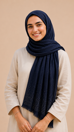 Lawn Stone Drop Hijab | Dark Blue