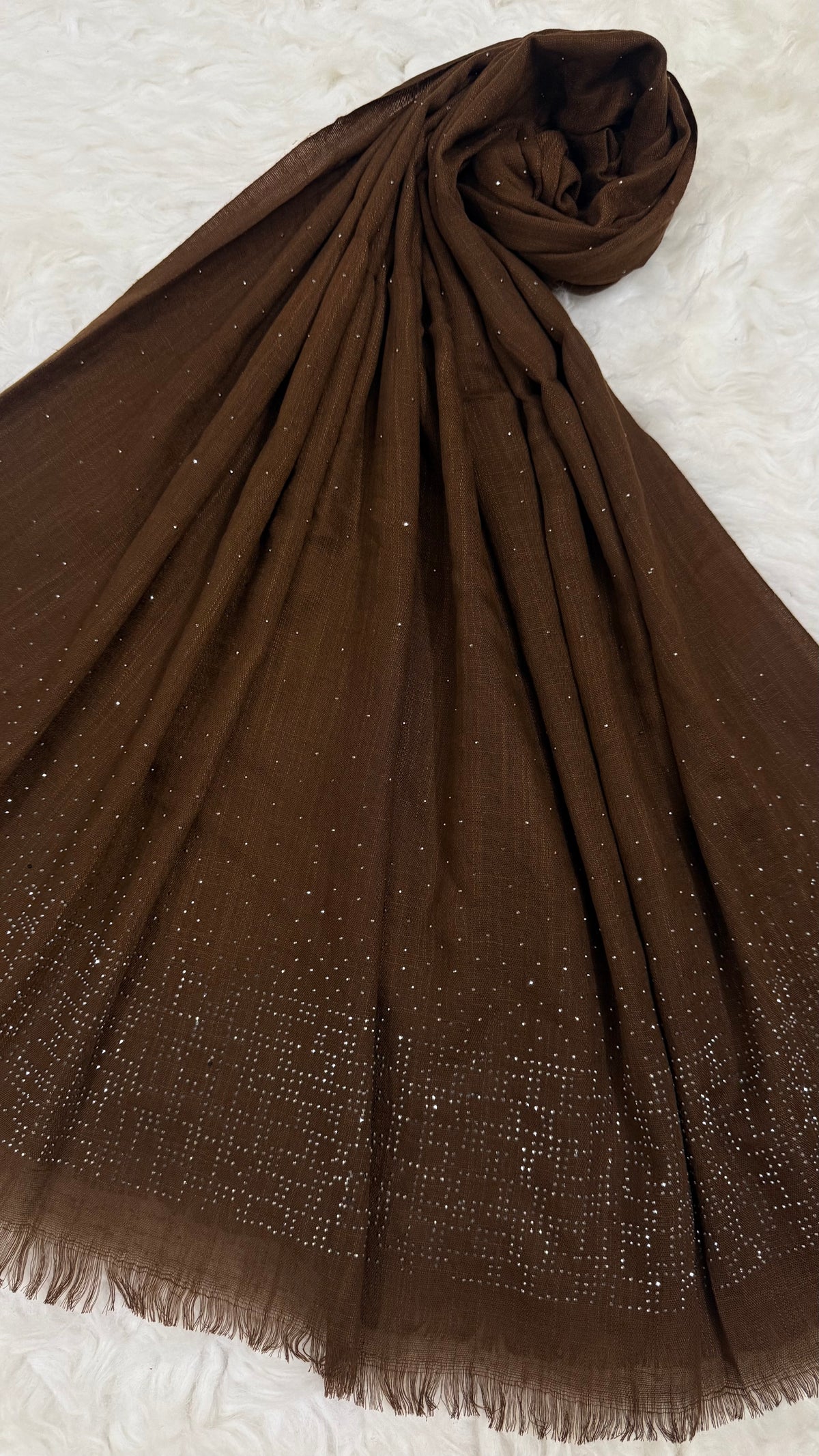 Lawn Stone Drop Hijab | Dark Brown