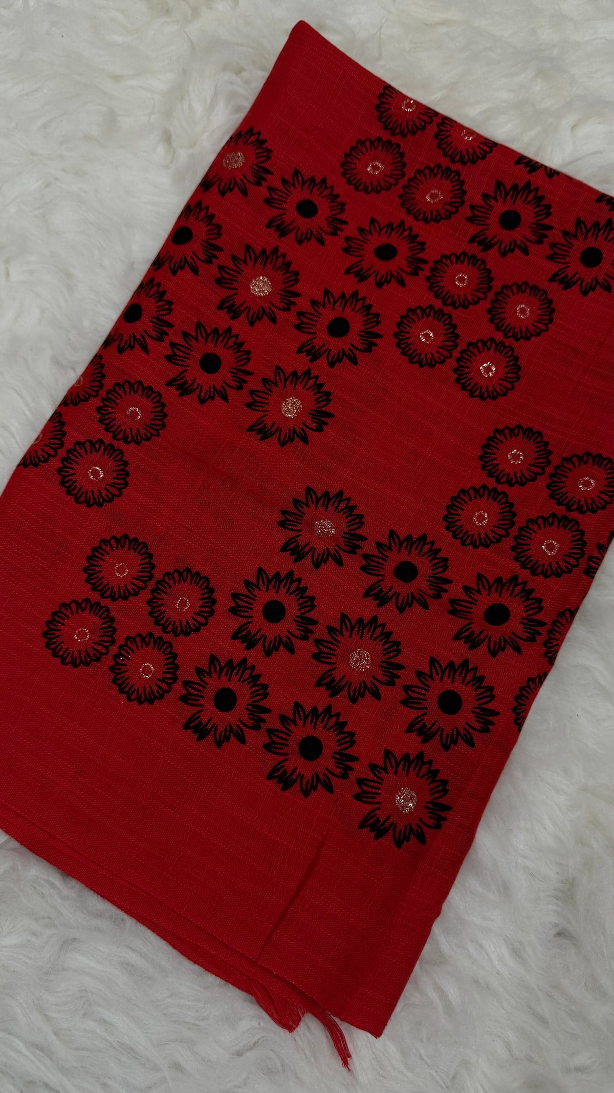 Lawn Block Print Hijab | Floral | Red
