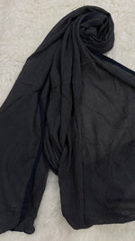 Soft Crinkle Lawn Hijab with Borders | Charcoal