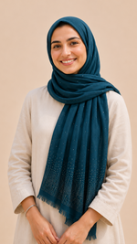 Lawn Stone Drop Hijab | Teal Blue