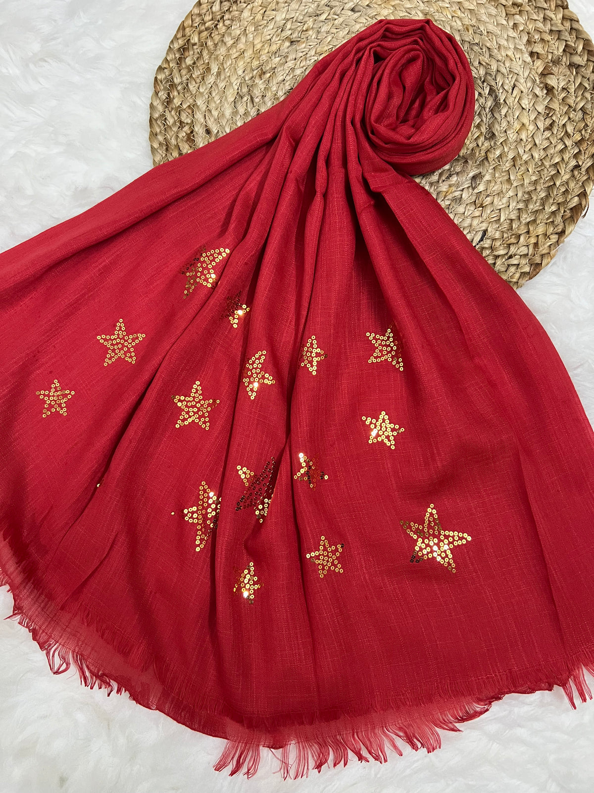 Starry Shine Hijab –Brick Red