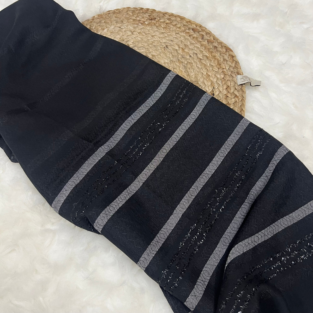 Textured Metallic Stripe - Jet Black