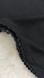 Plain Lawn Black Hijab | One Sided Lace