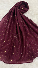 Lawn Foil Spread Hijab | Plum