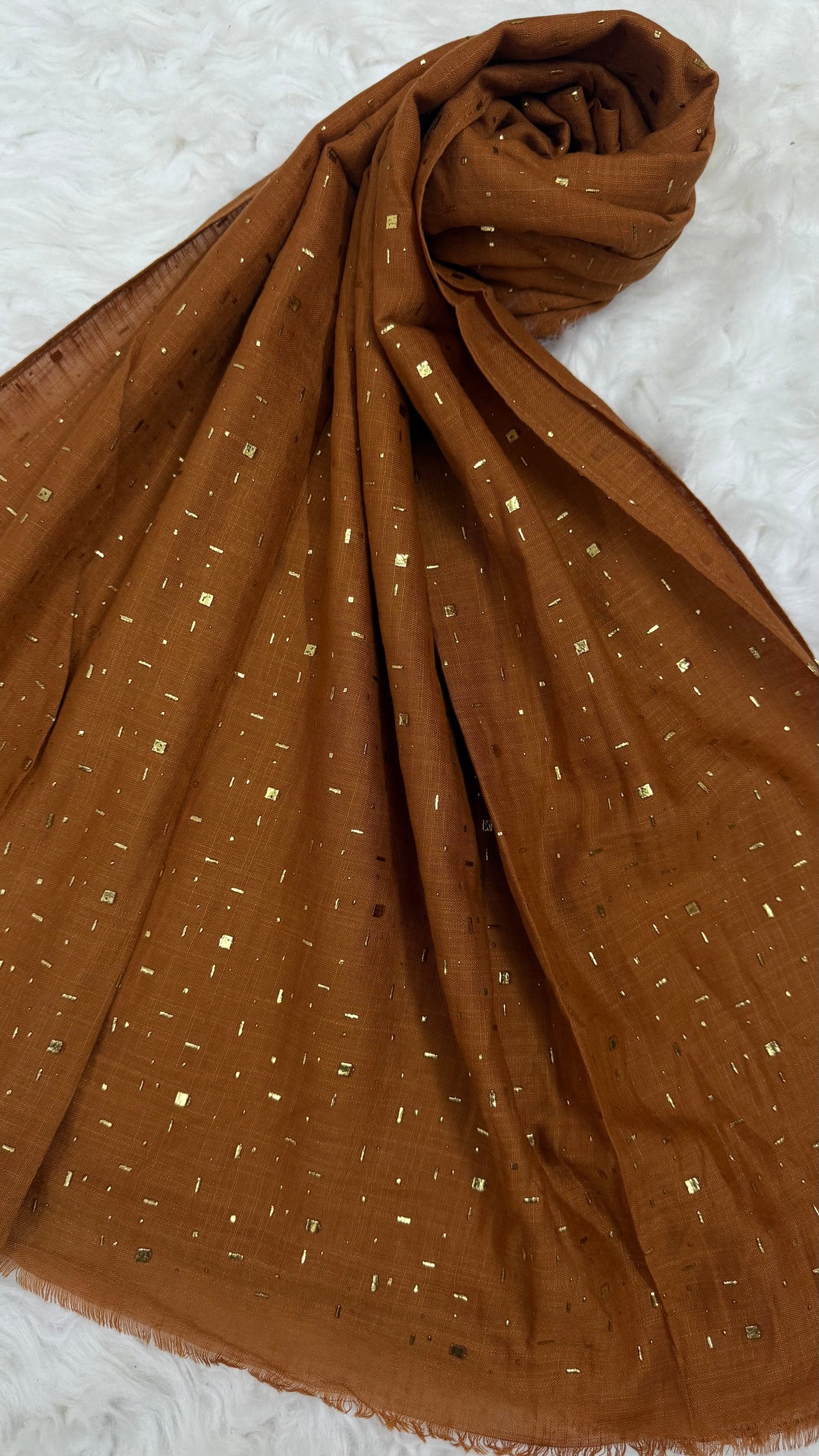 Lawn Foil Spread Hijab | Rust