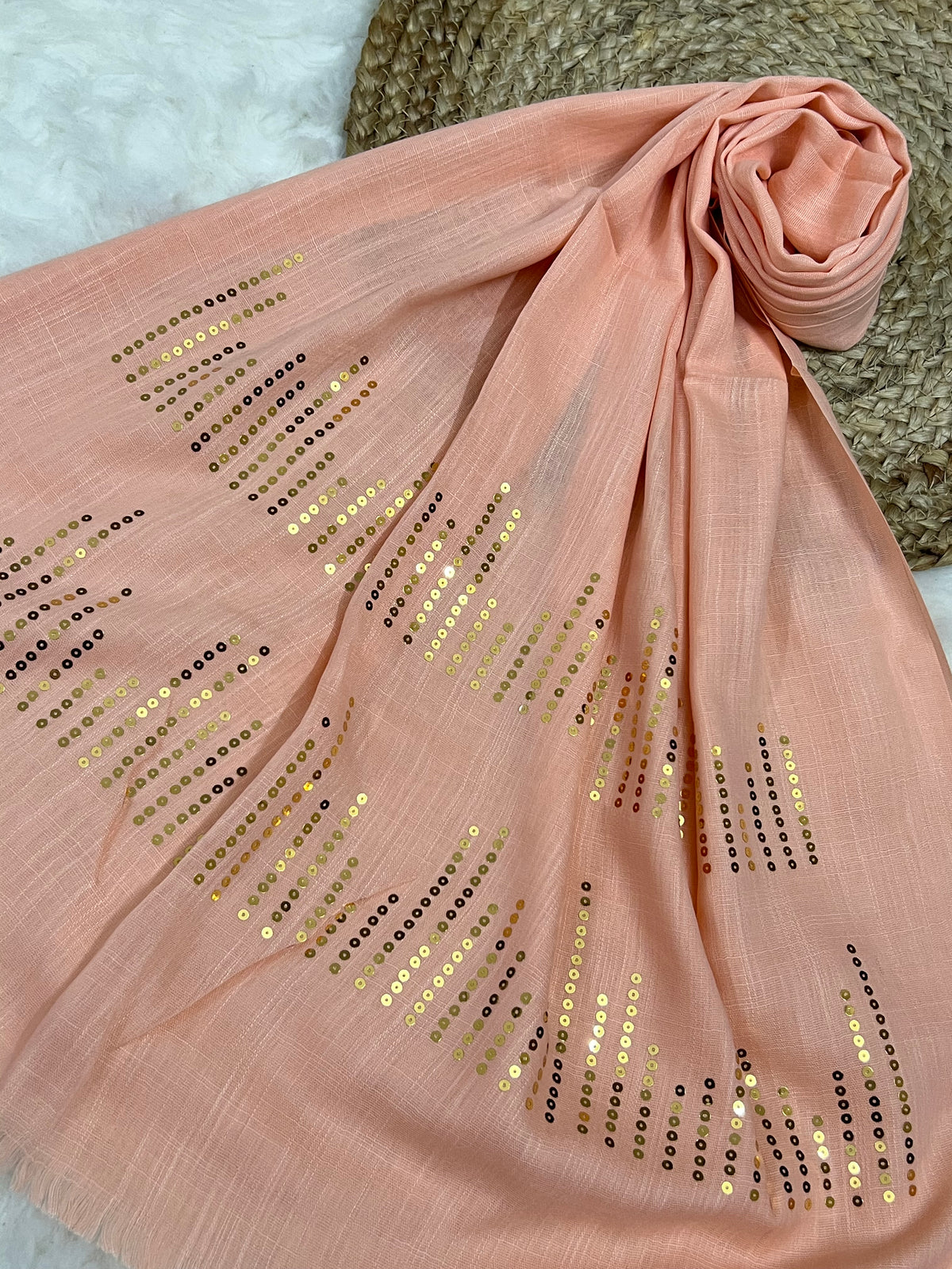 Radiant Sequins Stripes- Peach