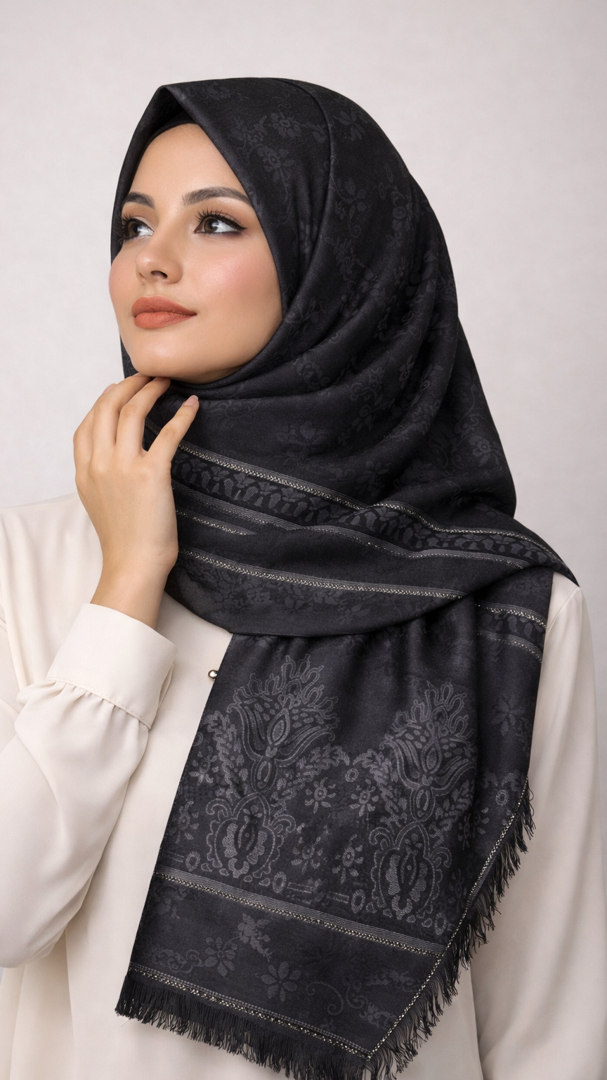 Royale Lawn JacquardII | Charcoal Noir