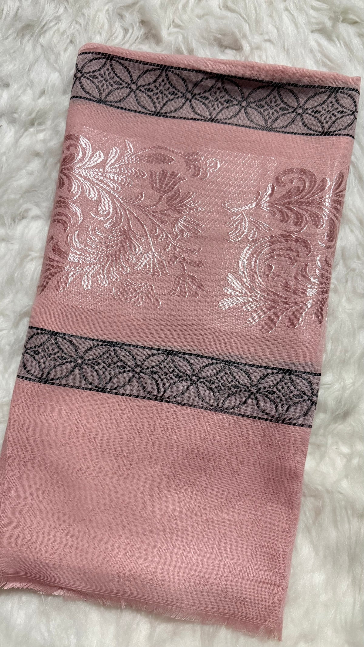 Lawn Jacquard Border | Baby Pink
