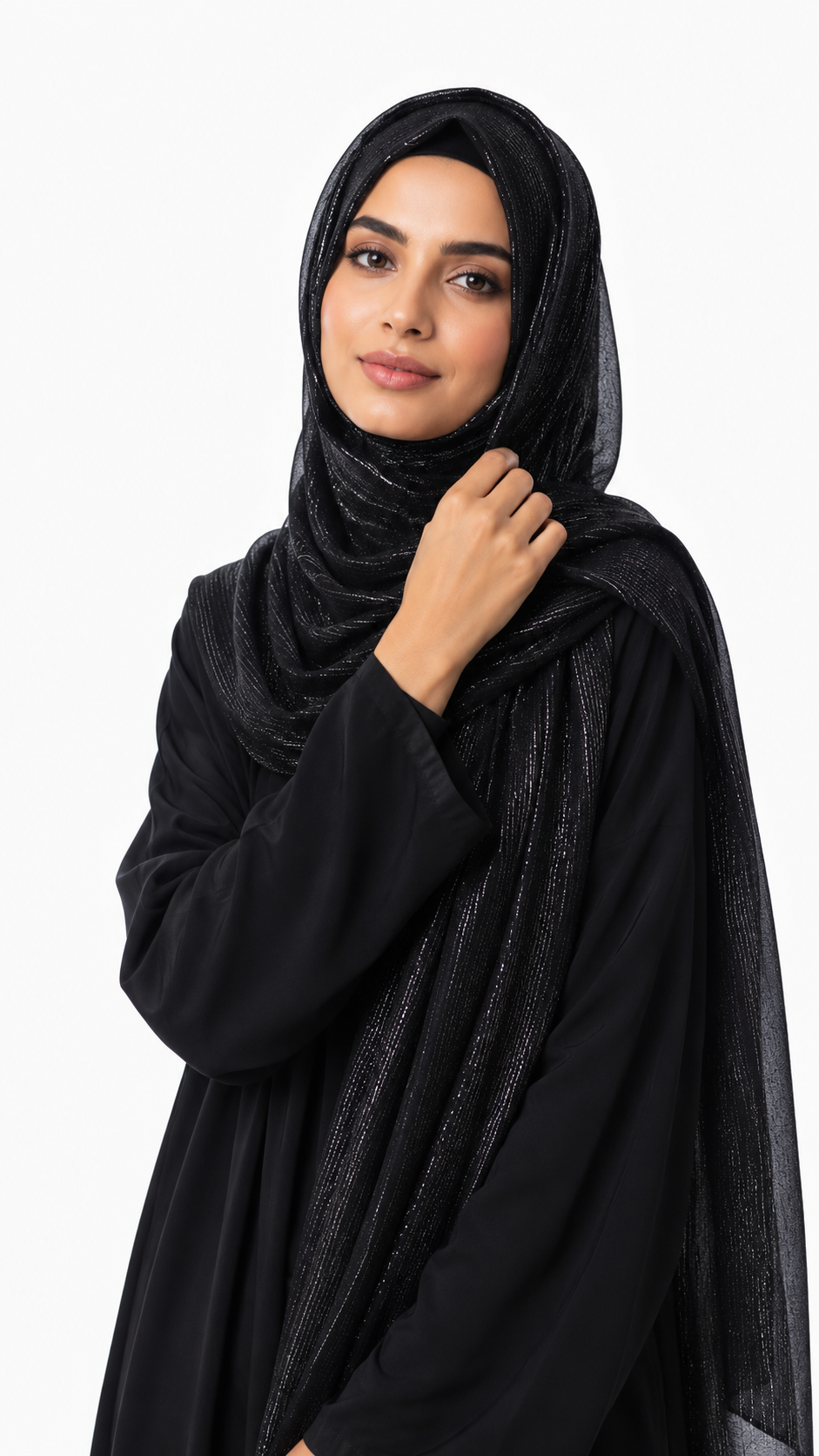 Lawn Zari Hijabs | Midnight Black