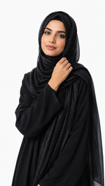Lawn Zari Hijabs | Midnight Black