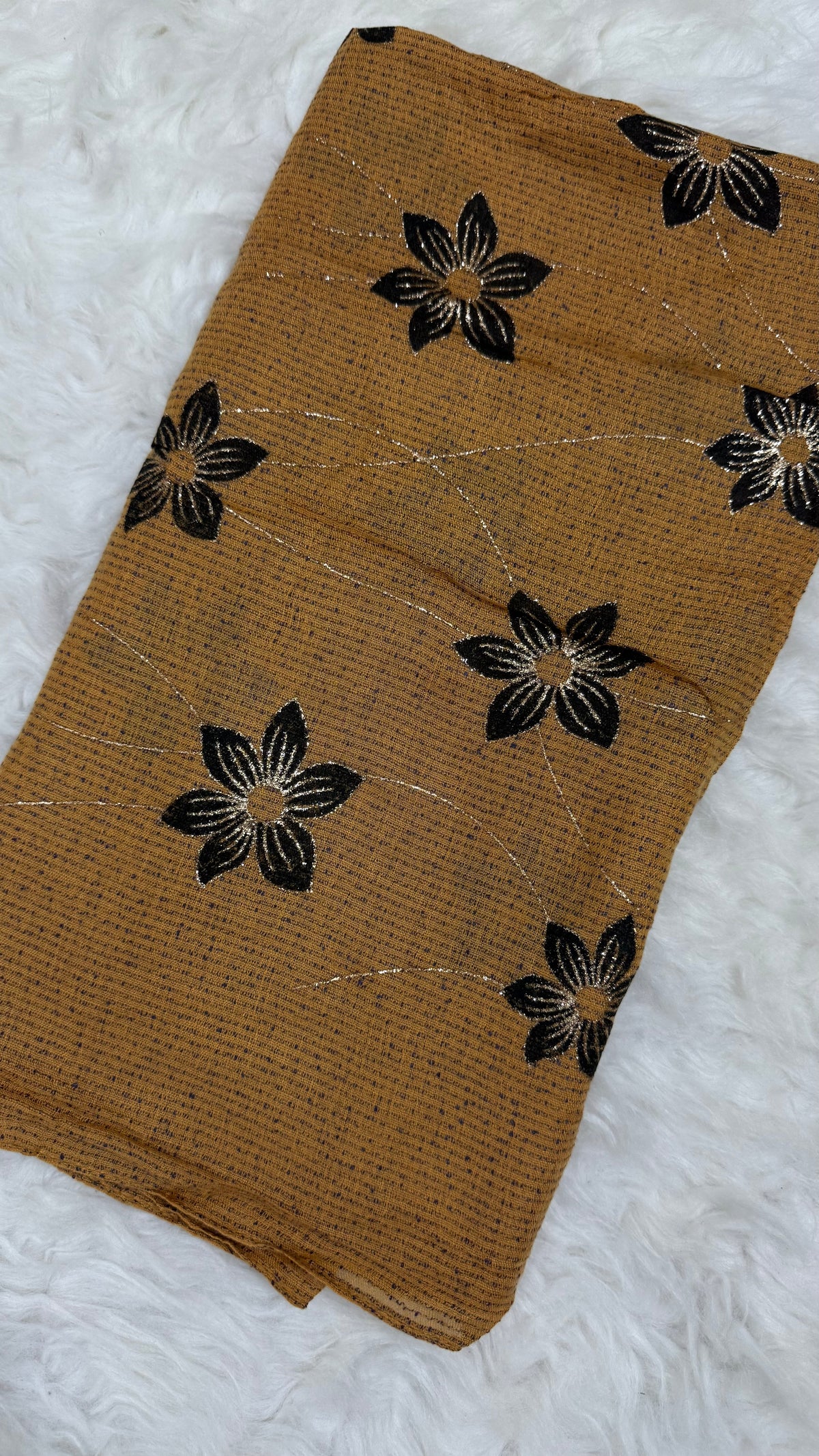 Threaded Lawn Floral Hijab | Floral | Mustard