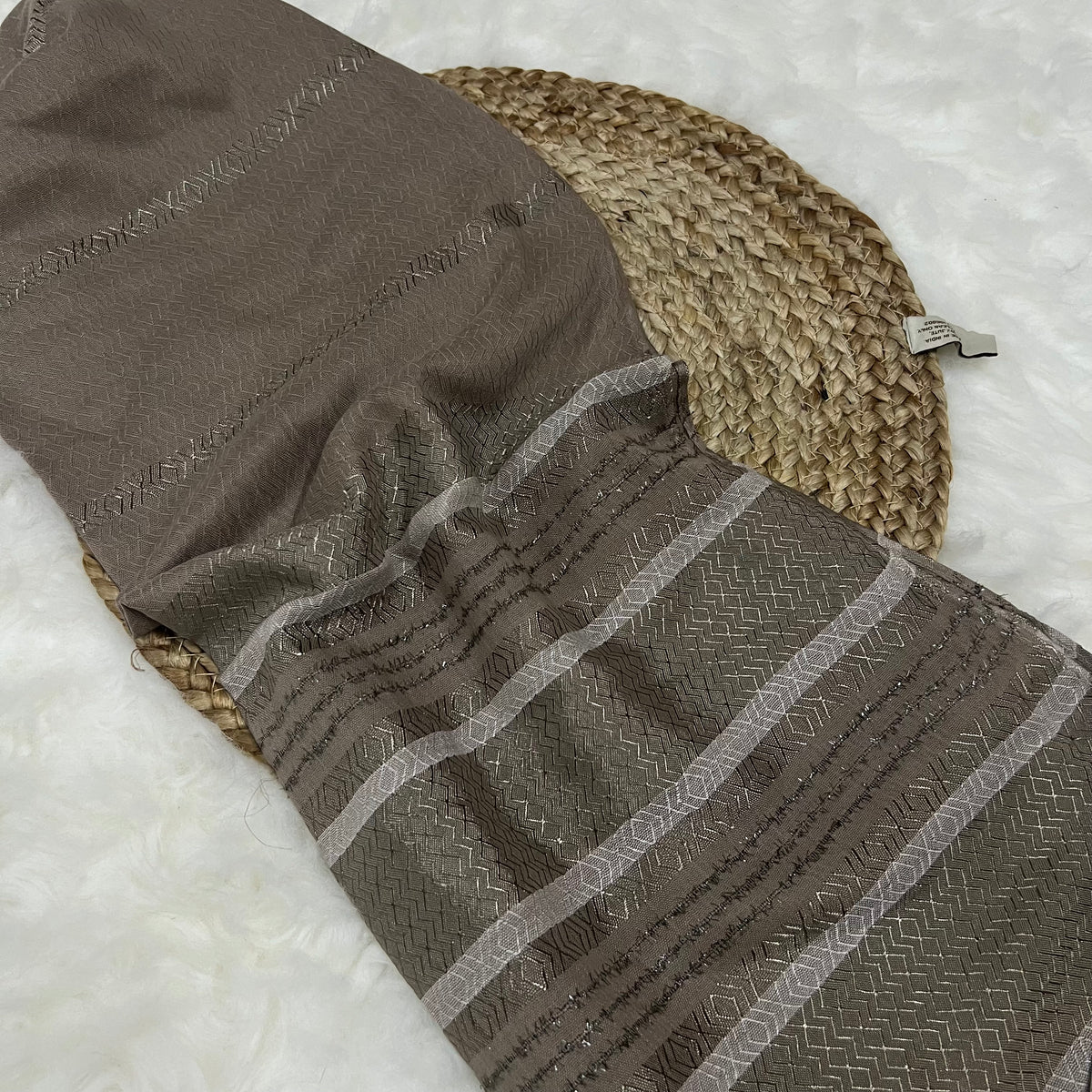 Textured Metallic Stripe - Taupe Grey