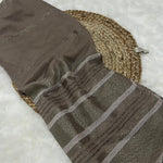 Textured Metallic Stripe - Taupe Grey